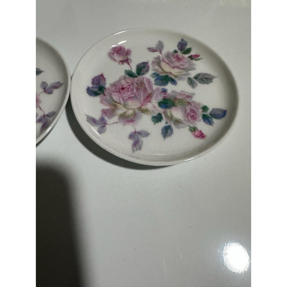 Set of 6 Vintage "Romantica" Pink & Purple Roses Kaiser W Germany Salad Plates